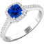 Picture of A stunning Cushion Cut Ceylon Sapphire and Diamond halo ring in platinum
