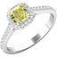 Picture of A stunning Cushion Cut Yellow Diamond halo style ring with shoulder stones in platinum