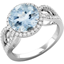 Picture of A beautiful Aqua & diamond cluster style ring with shoulder stones in platinum