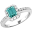 Picture of A luxurious Emerald Cut Green Tourmaline & diamond ring with shoulder stones in platinum