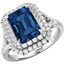 Picture of A dazzling Sapphire and diamond double halo cluster set in 18ct white gold
