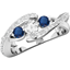 Picture of A beautiful diamond and sapphire three stone ring with shoulder stones in platinum