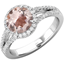 Picture of A sensational Morganite and diamond halo cluster with shoulder stones in 18ct white gold