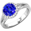Picture of A beautiful Tanzanite & diamond cluster style ring with shoulder stones in 18ct white gold
