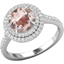 Picture of A breathtaking Morganite and diamond double halo cluster with shoulders in platinum