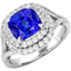 Picture of A sensational Tanzanite and diamond double halo cluster with shoulder stones in platinum