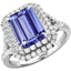 Picture of A stunning Tanzanite and diamond double halo cluster set in 18ct white gold