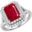 Picture of A stunning Ruby and diamond double halo cluster set in platinum