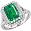 Picture of A stunning Emerald and diamond double halo cluster set in platinum