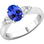 Picture of A timeless 3 stone Tanzanite & Diamond ring in 18ct white gold