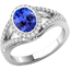 Picture of A Stunning Tanzanite & diamond cluster style ring with shoulder stones in 18ct white gold