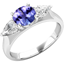 Picture of A classic tanzanite & diamond three stone ring in platinum