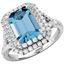 Picture of A stunning Aqua and diamond double halo ring set in platinum