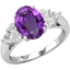Picture of A timeless amethyst & diamond ring with shoulder stones in 18ct white gold