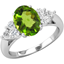 Picture of A stylish peridot & diamond ring with shoulder stones in 18ct white gold