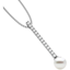 Picture of A beautiful 9mm White Pearl and Round Brilliant Cut diamond drop pendant in 18ct white gold