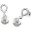 Picture of A classic pair of Dark Silver Pearl and Round Brilliant Cut diamond drop earrings in 18ct white gold