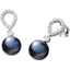 Picture of A stunning pair of 8mm Black Pearl and Round Brilliant Cut diamond drop earrings in 18ct white gold