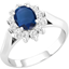 Picture of A beautiful sapphire & diamond halo cluster ring in platinum