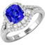 Picture of A beautiful Tanzanite & diamond halo cluster style ring in 18ct white gold