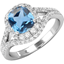 Picture of A stunning Aqua and diamond cluster with shoulder stones in 18ct white gold