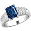 Picture of An elegant Emerald & Round Brilliant Cut sapphire & diamond ring in platinum