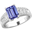 Picture of An elegant tanzanite & Round Brilliant Cut tanzanite & diamond ring in platinum