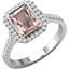 Picture of A stunning Morganite and diamond cluster ring with shoulder stones set in 18ct white gold
