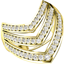 Picture of A stunning Round Brilliant Cut triple row diamond set ladies dress ring in 18ct yellow gold