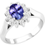 Picture of A beautiful tanzanite & diamond cluster style ring in platinum