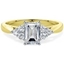 Picture of A classic Emerald Cut diamond ring with small Round shoulder stones in 18ct yellow & white gold