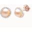 Picture of A stunning pair of Light Peach Pearl and diamond cluster earrings in 18ct rose gold