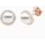 Picture of A timeless pair of White Pearl and Round Brilliant Cut diamond cluster earrings in 18ct rose gold