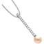 Picture of A stunning 9mm light Peach Pearl and Brilliant Cut diamond drop pendant in 18ct white gold