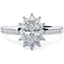 Picture of A classic oval diamond cluster style ring with diamond shoulders in platinum