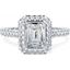 Picture of A stunning Emerald cut diamond cluster ring with shoulder stones set in platinum
