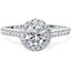 Picture of A stunning Round brilliant cut diamond Halo ring with shoulder stones in platinum