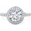 Picture of An Exquisite round brilliant cut diamond Halo ring with shoulder stones in platinum