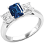 Picture of An elegant three stone sapphire & diamond ring in platinum