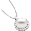 Picture of A Timeless White Pearl and Round Brilliant Cut diamond cluster pendant in 18ct white gold