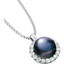 Picture of A Timeless Black Pearl and Round Brilliant Cut diamond cluster pendant in 18ct white gold