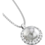 Picture of A Timeless Silver Pearl and Round Brilliant Cut diamond cluster pendant in 18ct white gold