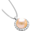 Picture of A Timeless Peach Pearl and Round Brilliant Cut diamond cluster pendant in 18ct white gold