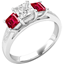 Picture of A beautiful square cut Ruby and diamond ring with shoulder stones in 18ct white gold