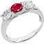 Picture of A classic three stone ruby & diamond ring in platinum