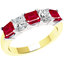 Picture of A stunning five stone Princess Cut ruby & diamond eternity ring in 18ct yellow & white gold (In stock)