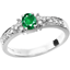 Picture of An elegant emerald ring with diamond shoulder stones in 18ct white gold (In stock)