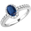 Picture of A beautiful Sapphire and diamond cluster with shoulder stones in 18ct white gold (In stock)
