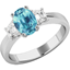 Picture of A stunning Aqua & diamond 3 stone ring in 18ct white gold (In stock)