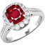 Picture of An elegant ruby & diamond cluster style ring in 18ct white gold (In stock)